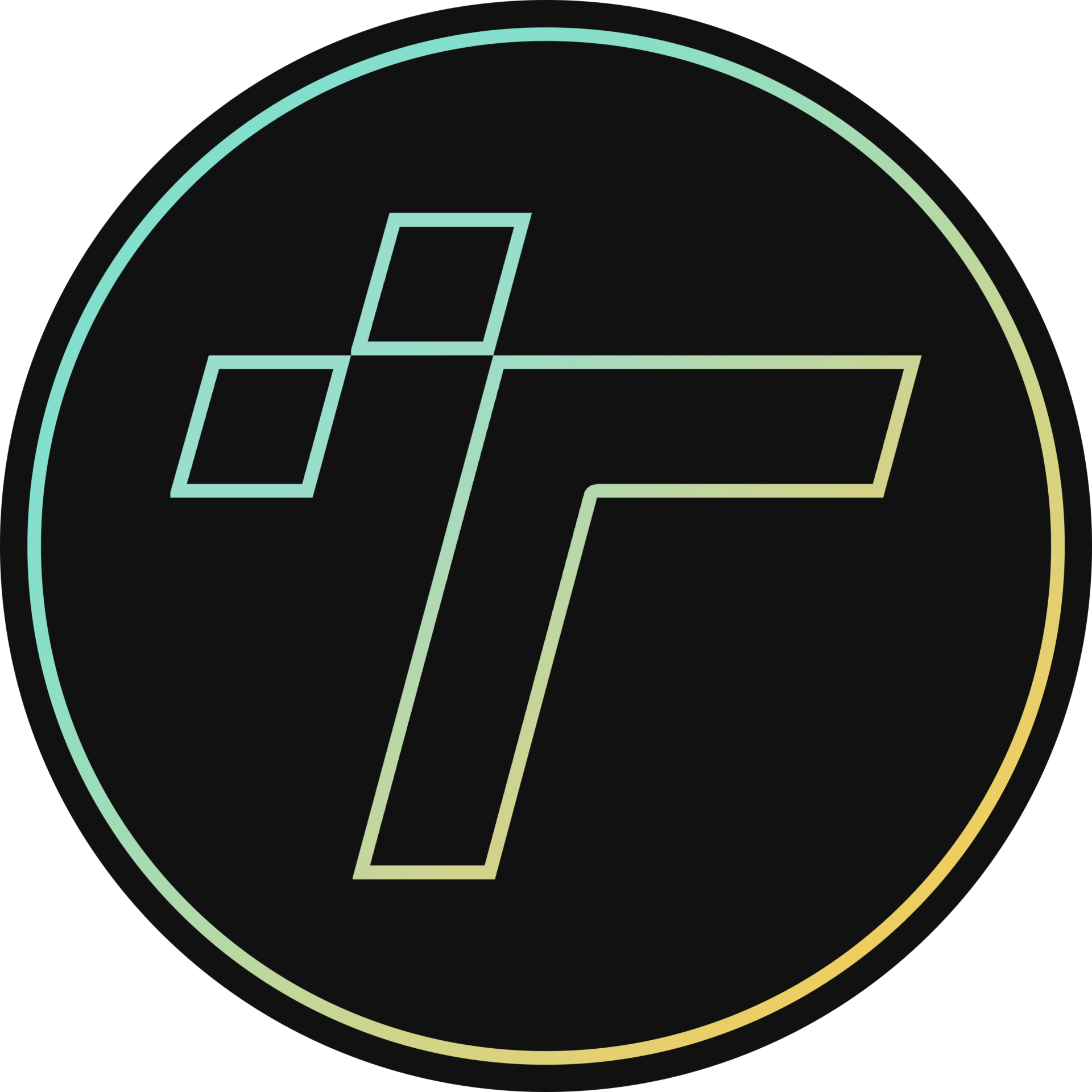 Twinscroll circle icon with gradient T logo